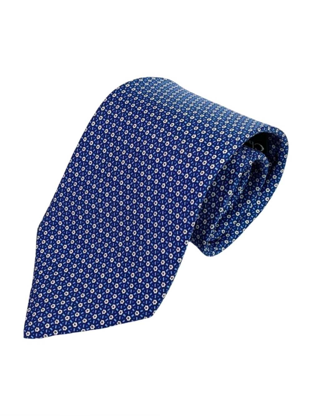 Christian Dior Tie, Hand Made in France, 100% Silk 7-fold Tie, Blue & White, New